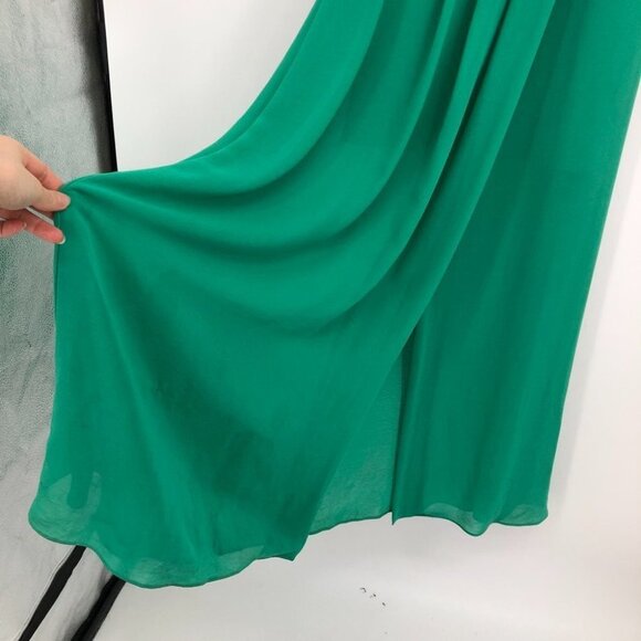 Adelyn Rae Emerald green  pleated surplice neckline high low maxi dress M - Picture 4 of 15